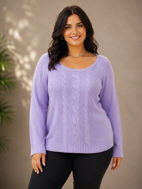 NWT Cyrus Lavender Cable Knit Sweater XL Soft Cozy Pullover